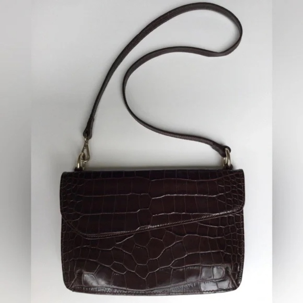 & OTHER STORIES Quiet Luxury Asymmetric Flap Croc Shoulder Bag Leather Crossbody